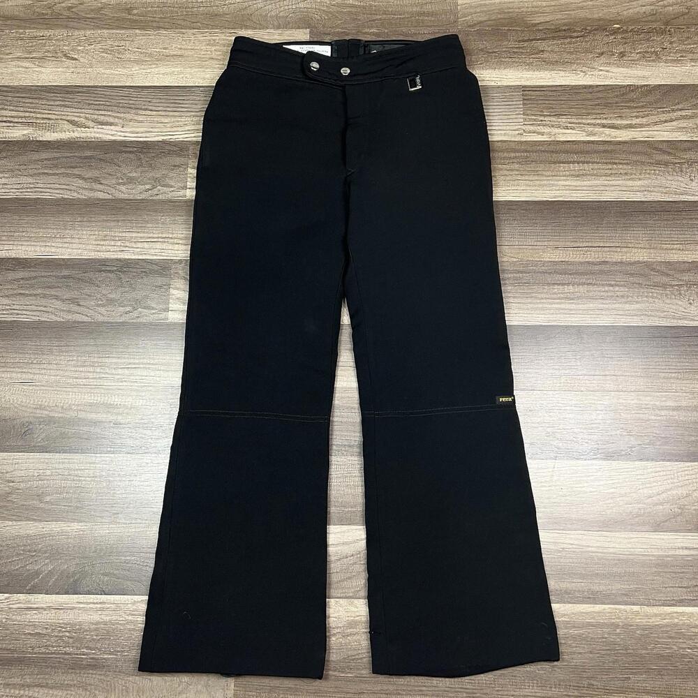 VTG FERA Ski Snowboard Wool Blend Pants Flare Legs Stirrups Black Size 30S